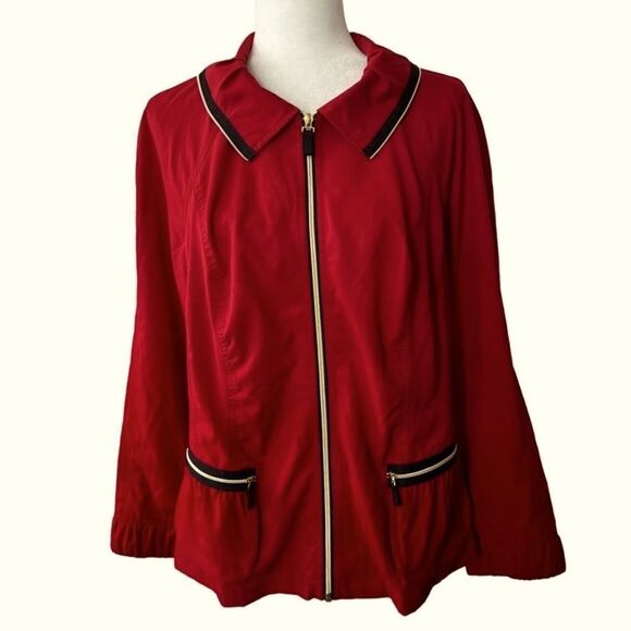 Zenergy by Chicos Red Jacket Lightweight Zip Up Athleticwear SZ M - Picture 1 of 16